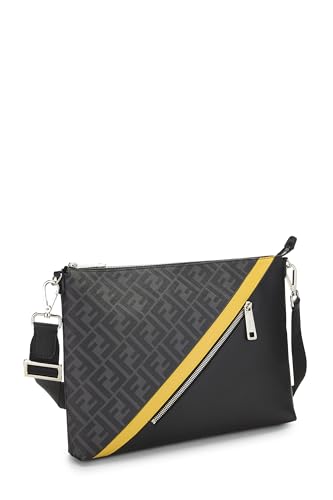 Fendi, Black Coated Canvas Zip Messenger, Black