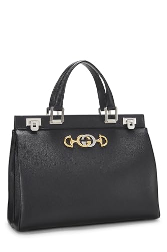 Gucci, Black Leather Zumi Top Handle Bag Medium, Black