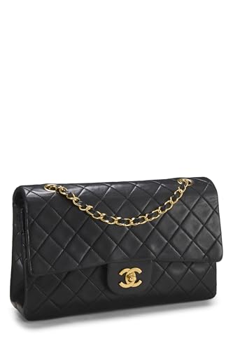 Chanel, Black Quilted Lambskin Classic Double Flap Medium, Black