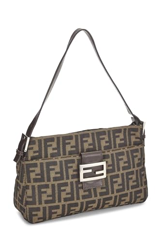 Fendi, Brown Zucca Canvas Shoulder Bag, Brown