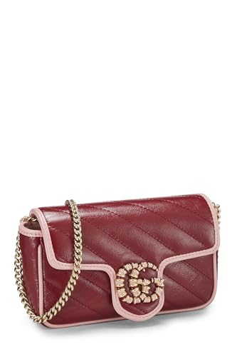Gucci, Red Leather Torchon GG Marmont Shoulder Bag Min, Multi