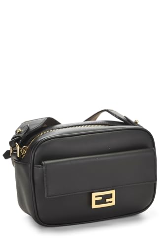 Fendi, Black Leather Baguette Camera Bag Mini, Black