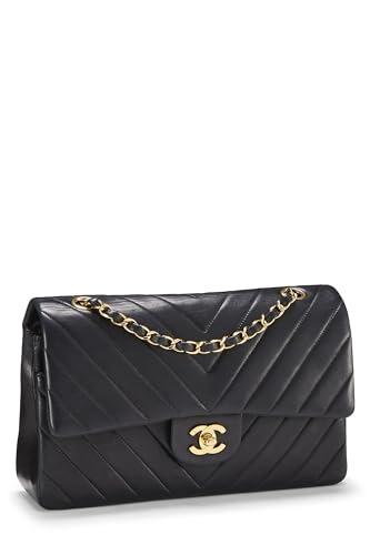 Chanel, Black Chevron Lambskin Classic Double Flap Medium, Black