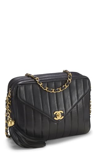 Chanel, Black Lambskin Envelope Flap Camera Bag Medium, Black