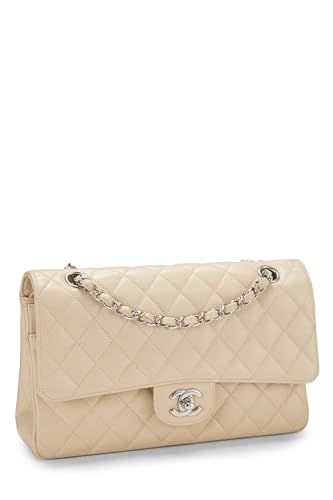 Chanel, Beige Quilted Caviar Classic Double Flap Medium, Beige