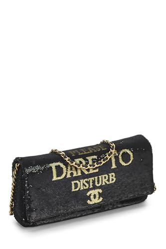 Chanel, Paris-Cosmopolite Black & Gold Sequin Please Dare To Disturb Flap Bag, Black