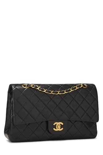 Chanel, Black Quilted Lambskin Classic Double Flap Medium, Black