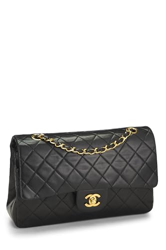 Chanel, Black Quilted Lambskin Classic Double Flap Medium, Black