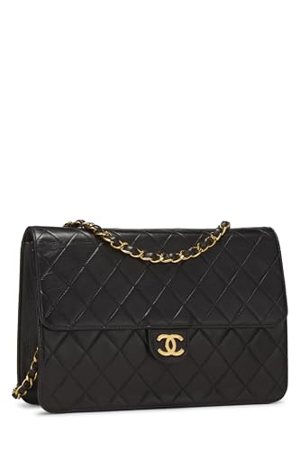 Chanel, Black Quilted Lambskin Ex Flap Medium, Black