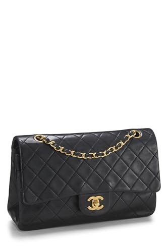 Chanel, Black Quilted Lambskin Classic Double Flap Medium, Black