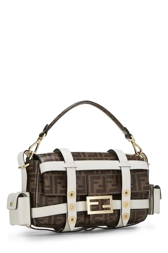 Fendi, White Zucca Coated Canvas Cage Baguette, White