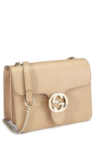 Gucci, Beige Leather Interlocking Crossbody Small, Beige