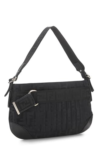 Fendi, Black Nylon Zucca Shoulder Bag, Black