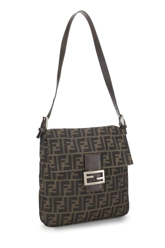 Fendi, Brown Zucca Canvas Shoulder Bag, Brown