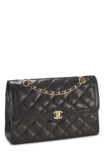 Chanel, Black Quilted Lambskin Paris Limited Double Flap Jumbo, Black