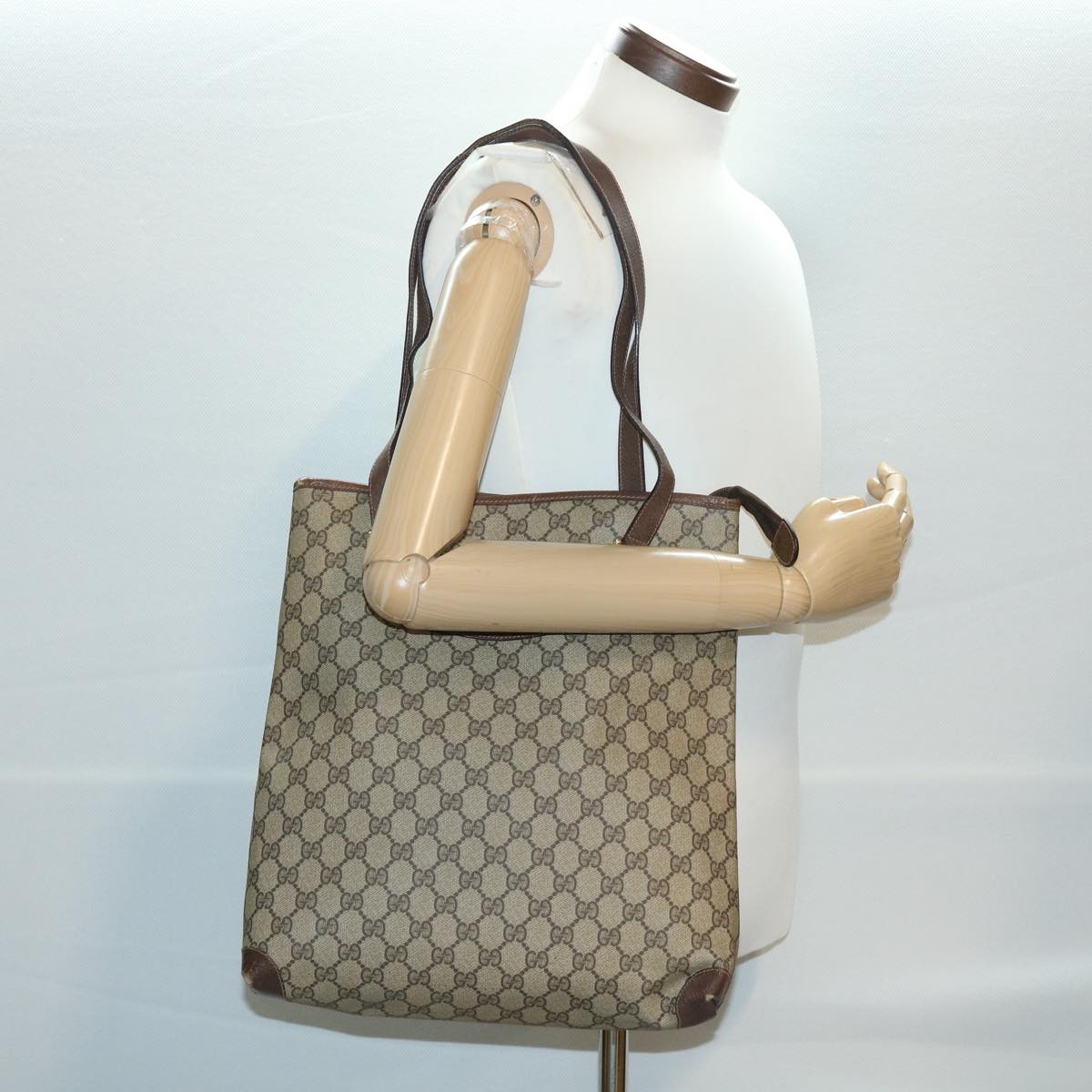 GUCCI GG Canvas Shoulder Bag PVC Leather Brown 33271