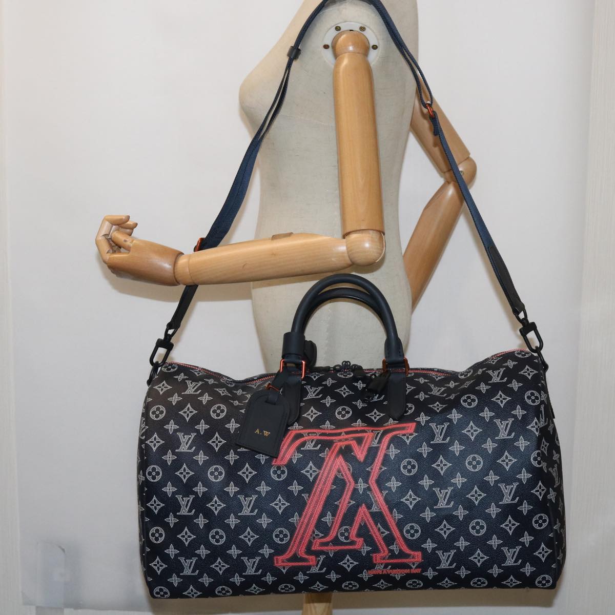 LOUIS VUITTON Monogram Ink Keepall Bandouliere 50 Bag Navy M43684 LV 37879A