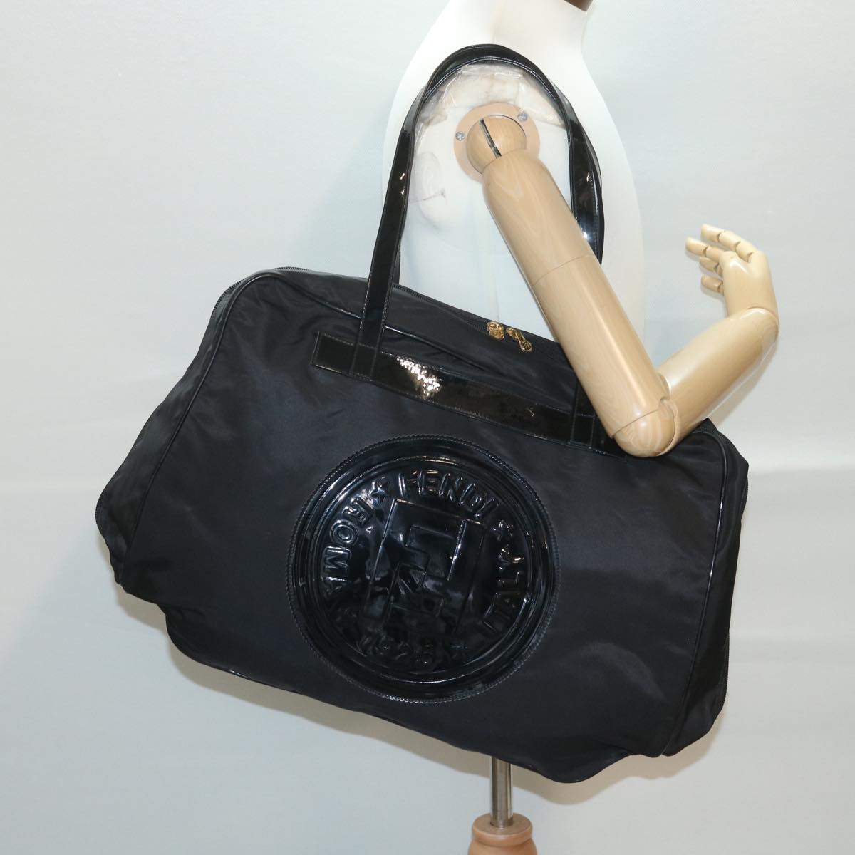 FENDI Shoulder Bag Nylon Black 38669