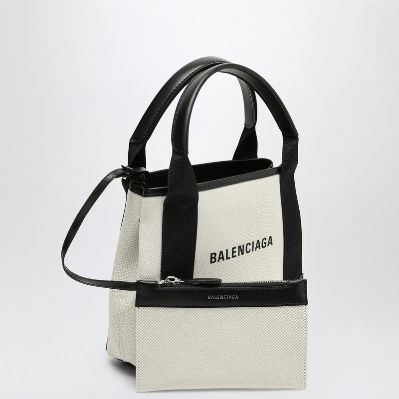 Balenciaga Navy Xs Beige/Black Canvas And Leather Cabas Bag Women