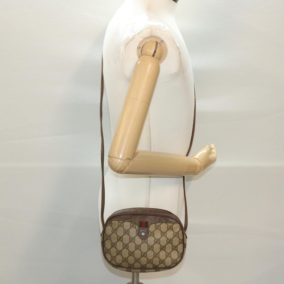 GUCCI GG Canvas Web Sherry Line Shoulder Bag Beige Red Green 39454