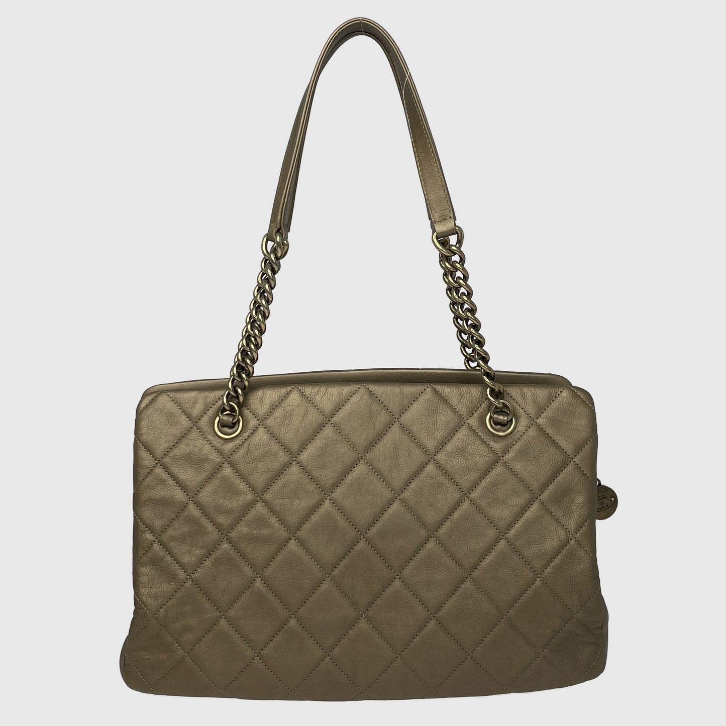 Metallic Bronze Quilted CC Crown Tote Bag