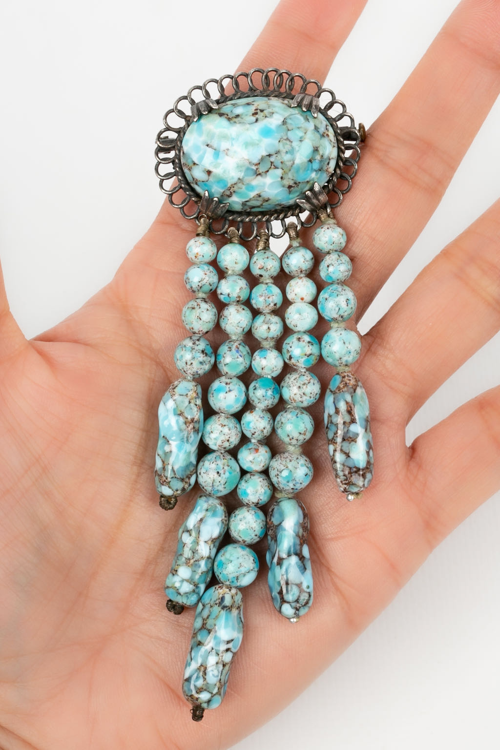 Broche ancienne turquoise