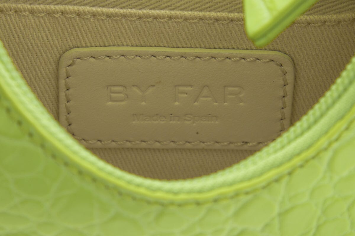 By Far "Amber" Lime Embossed Croc Leather Handbag
