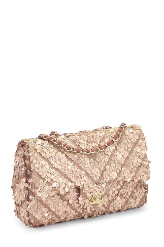 Chanel, Pink Sequin Chevron Flap Medium, Pink