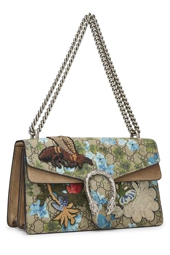 Gucci, Blue GG Supreme Canvas Embroidered Dionysus Shoulder Bag Small, Brown