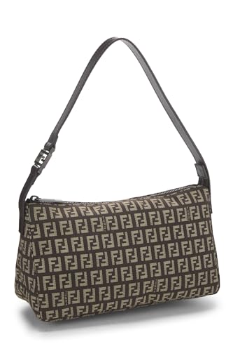 Fendi, Brown Zucchino Canvas Shoulder Bag, Brown