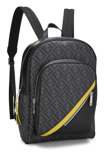 Fendi, Black Zucca Coated Canvas Backpack, Black