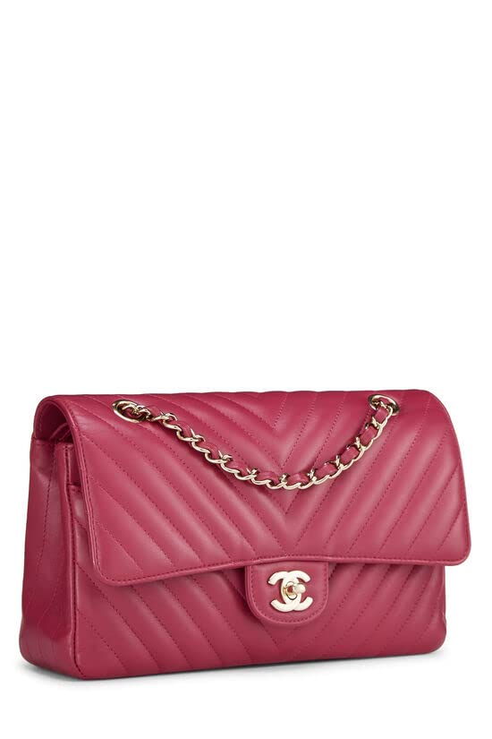 CHANEL, Purple Chevron Lambskin Classic Double Flap Medium, Purple