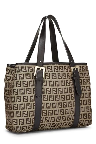 Fendi, Brown Zucchino Canvas Handbag, Brown