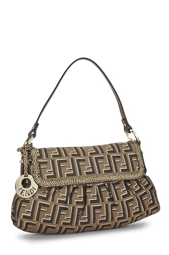 Fendi, Brown & Gold Zucca Canvas Chef, Gold