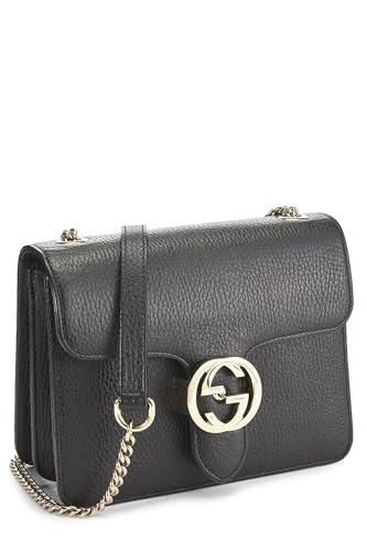 Gucci, Black Leather Interlocking Crossbody Small, Black