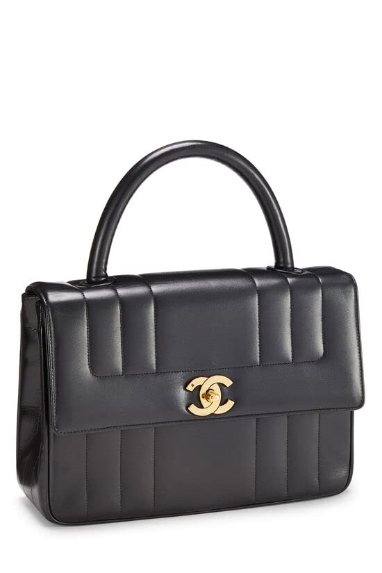 CHANEL, Black Vertical Lambskin Kelly , Black
