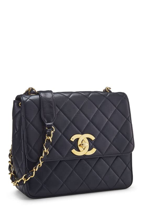 CHANEL, Navy Quilted Lambskin Square Flap Medium, Navy