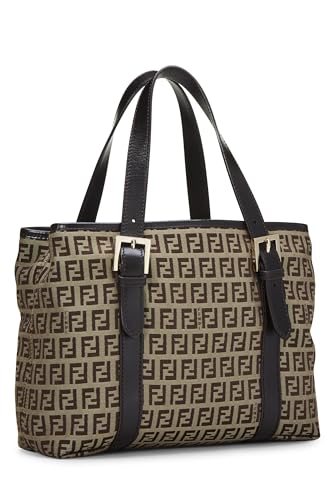 Fendi, Brown Zucchino Canvas Handbag, Brown