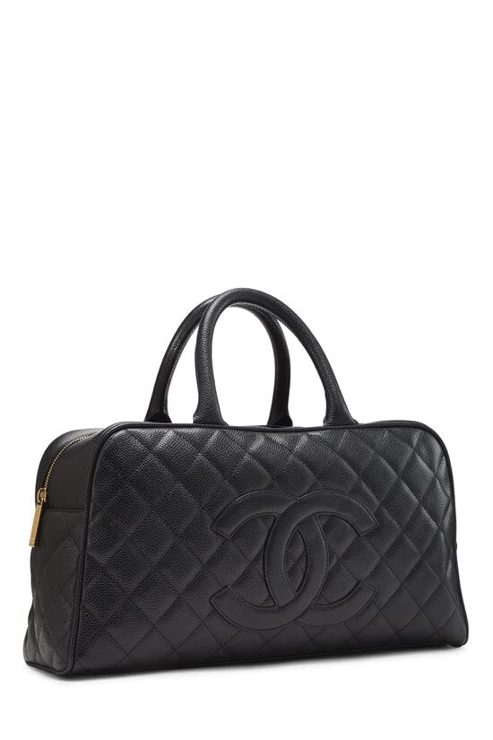 CHANEL, Black Quilted Caviar Bowler, Black