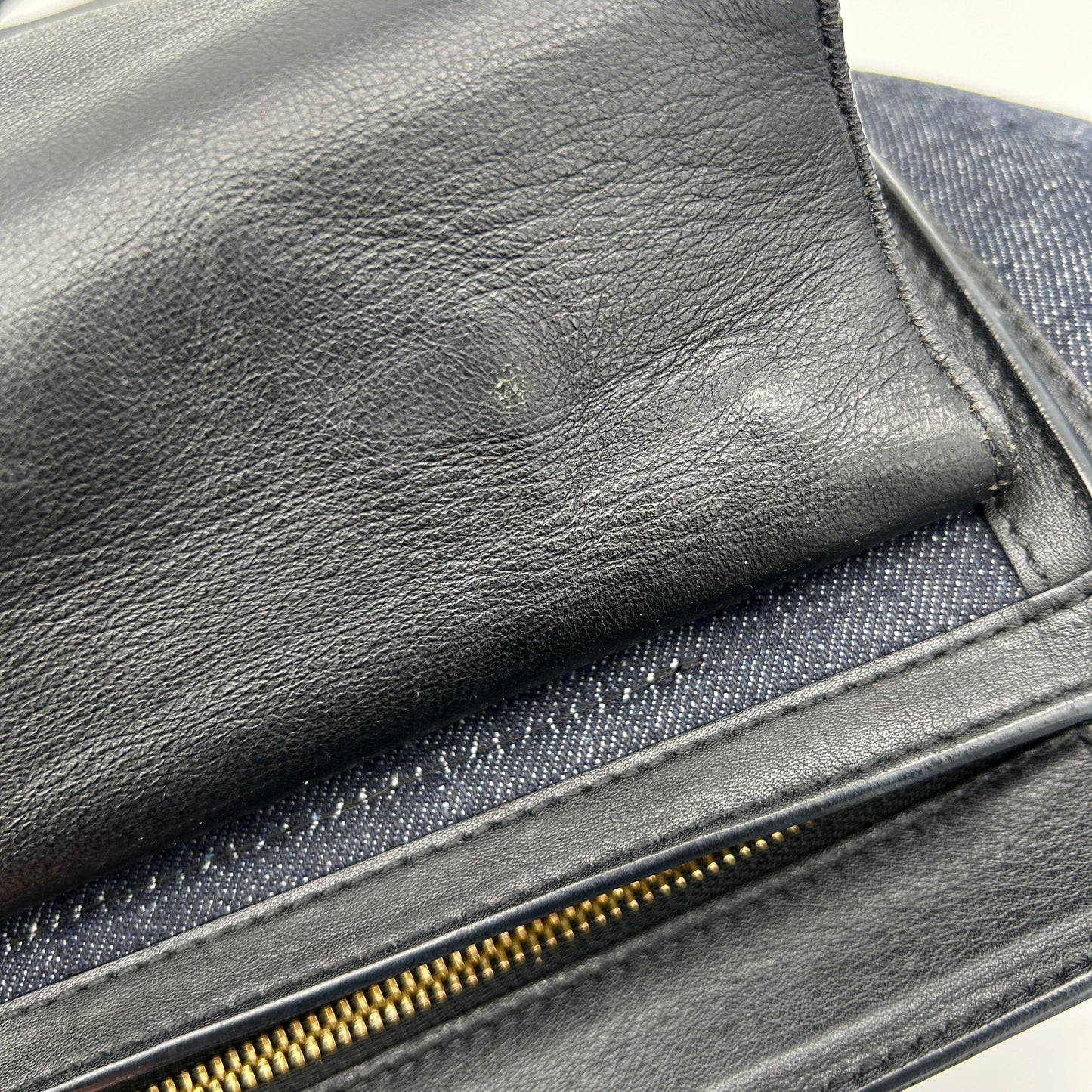 Celine Smooth Calfskin Denim Medium Trapeze Blue Handbag