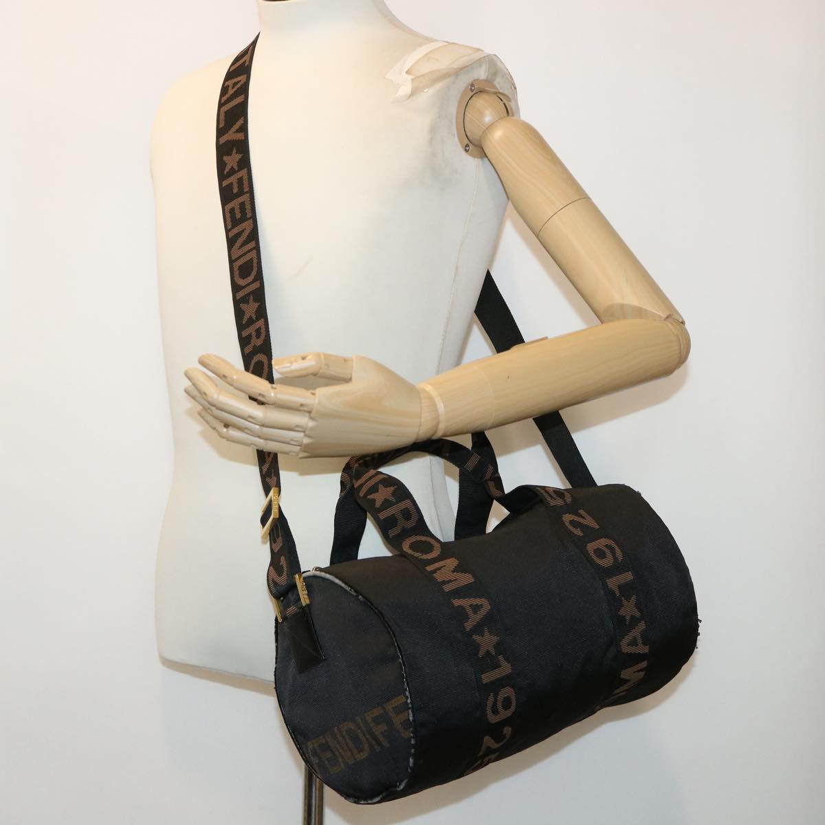 FENDI Boston Bag Nylon 2way Black 46161