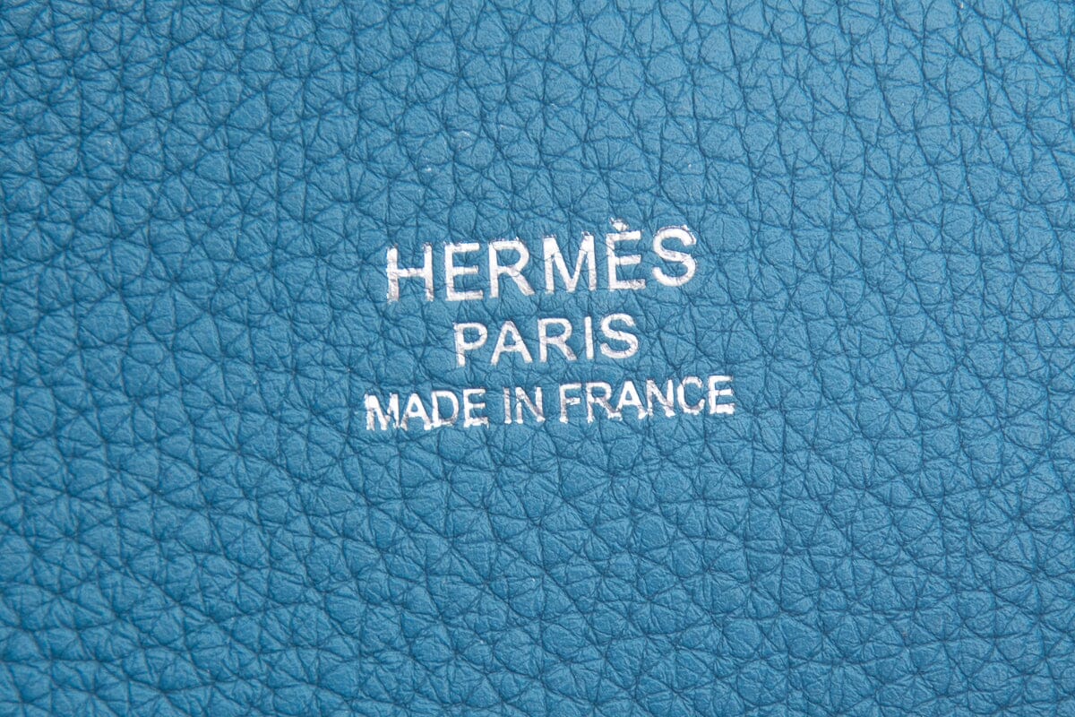 Hermès Blue Jean "So Kelly" Handbag with Palladium Hardware and Clemence Leather