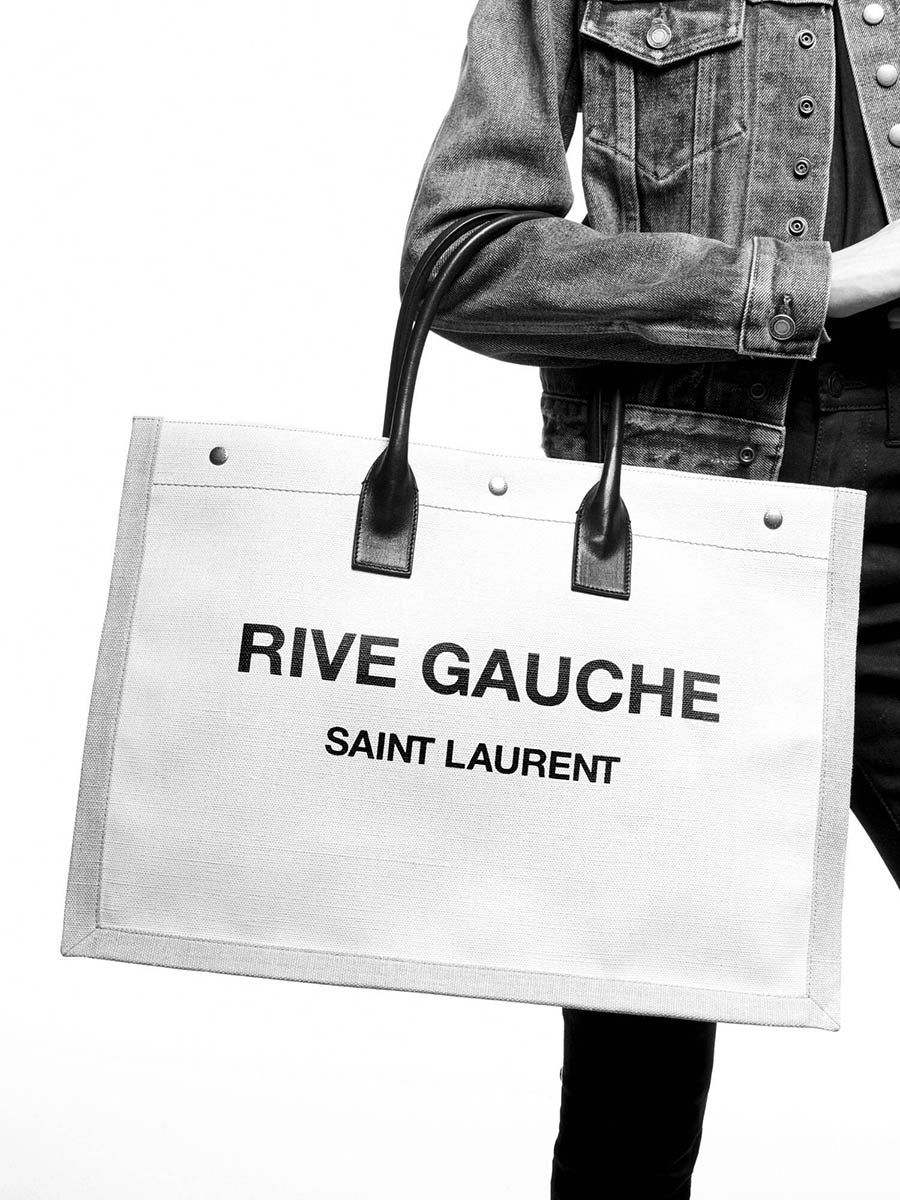 Rive Gauche Tote Bag in Linen and Leather
