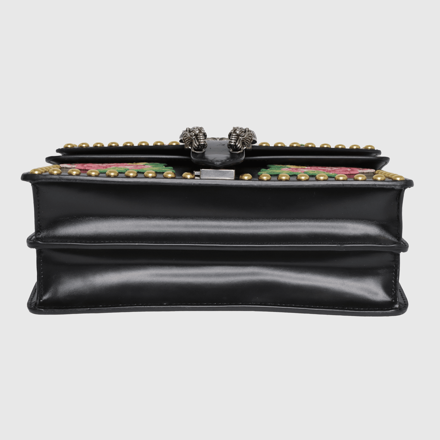 Black Floral Embroidered Studded Dionysus Small Shoulder Bag