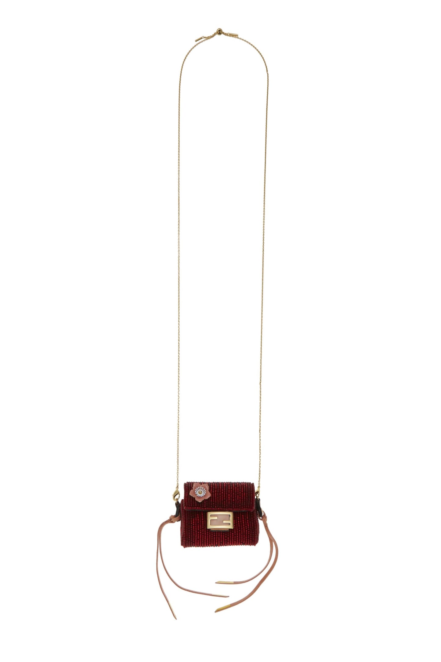 Fendi, Red Beaded Baguette Pico, Red