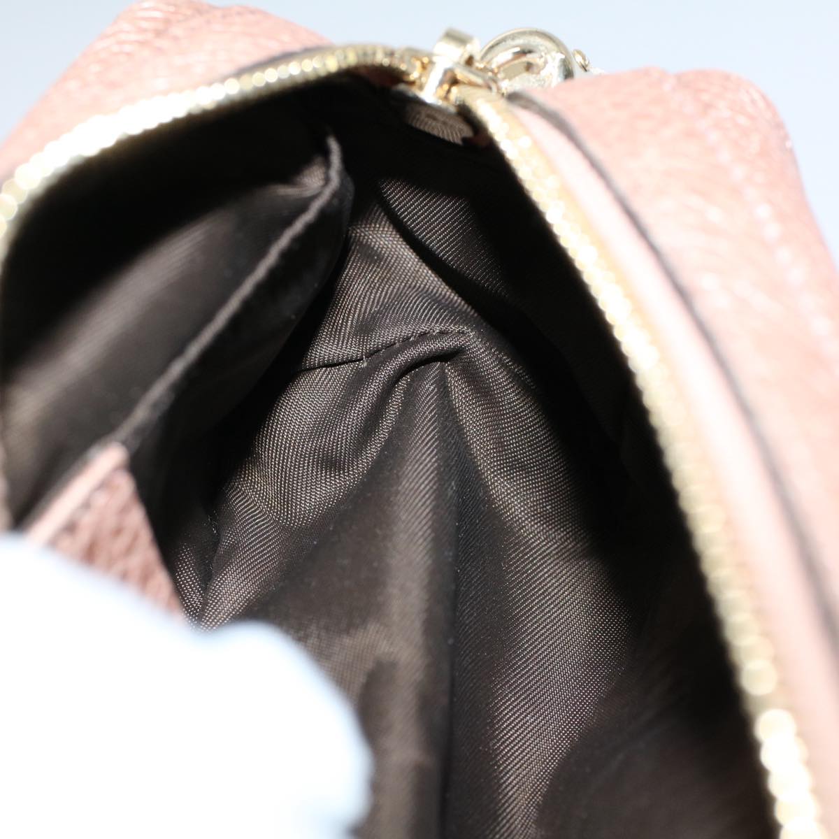 GUCCI Fringe Pouch Leather Pink 308634 53804