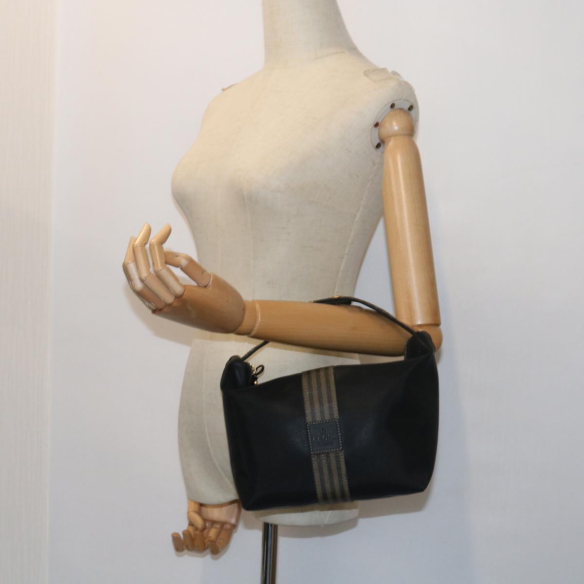 FENDI Pouch Pecan Canvas Black 54116