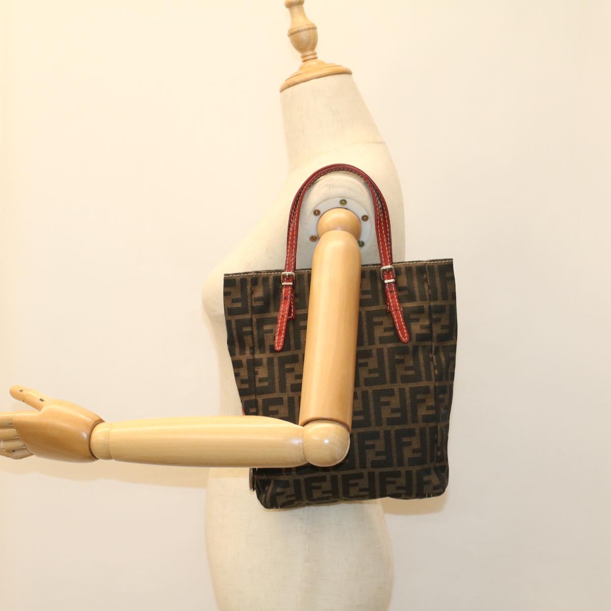 FENDI Zucca Canvas Hand Bag Brown 54860