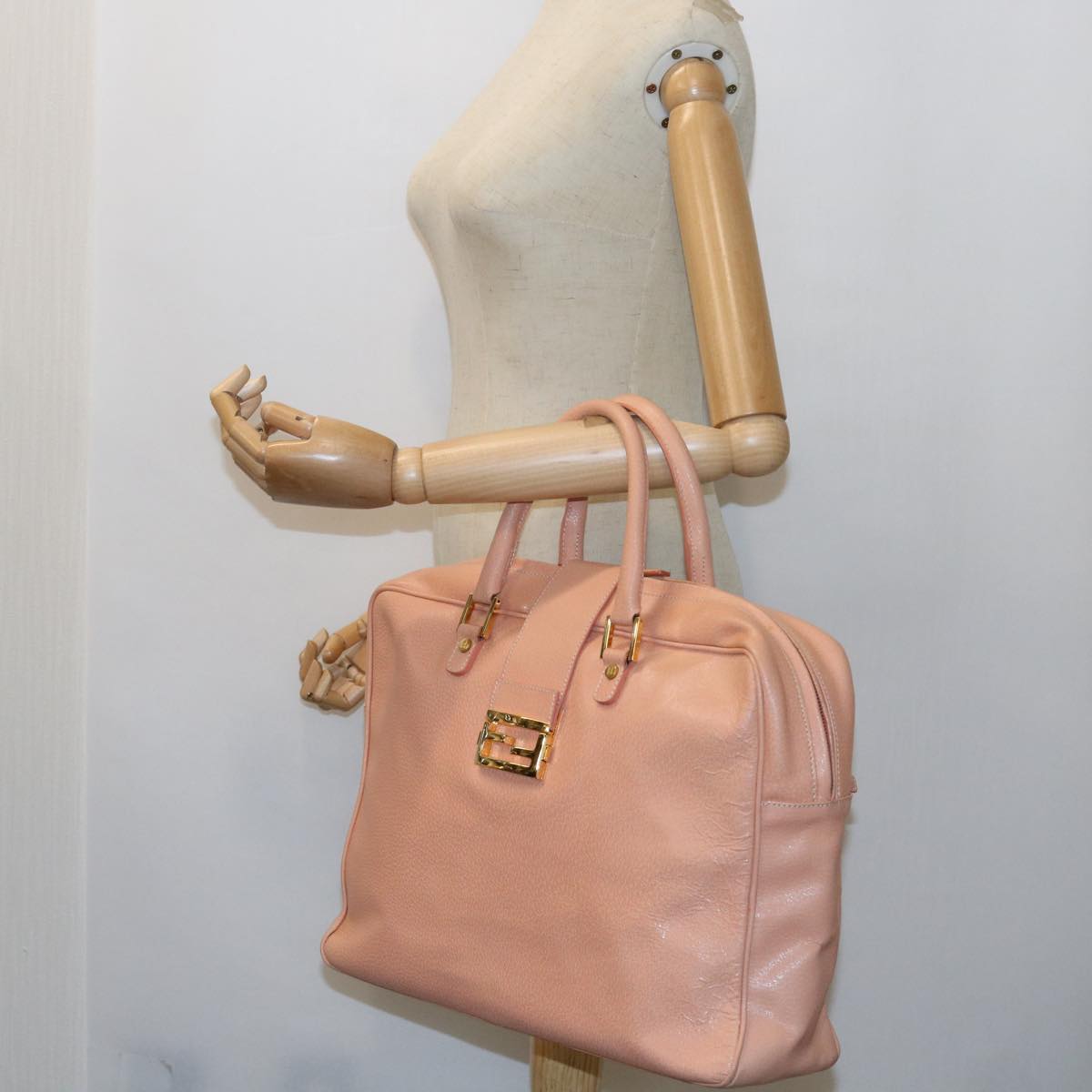 FENDI Mamma Baguette Hand Bag Leather Pink 57058