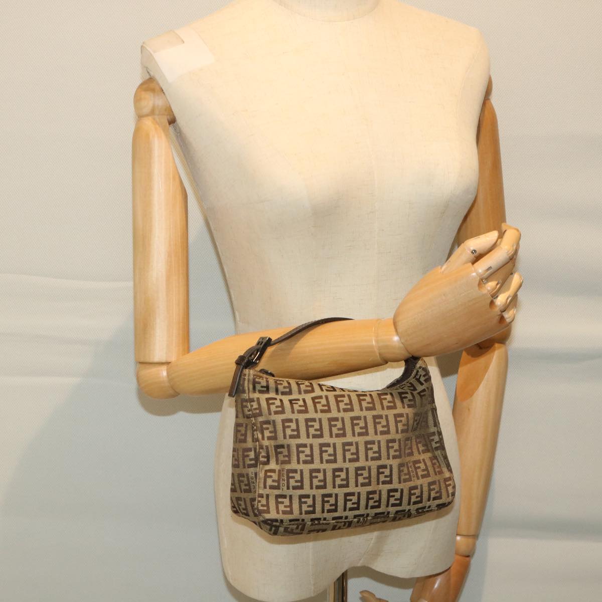 FENDI Zucchino Canvas Hand Bag Beige 57356